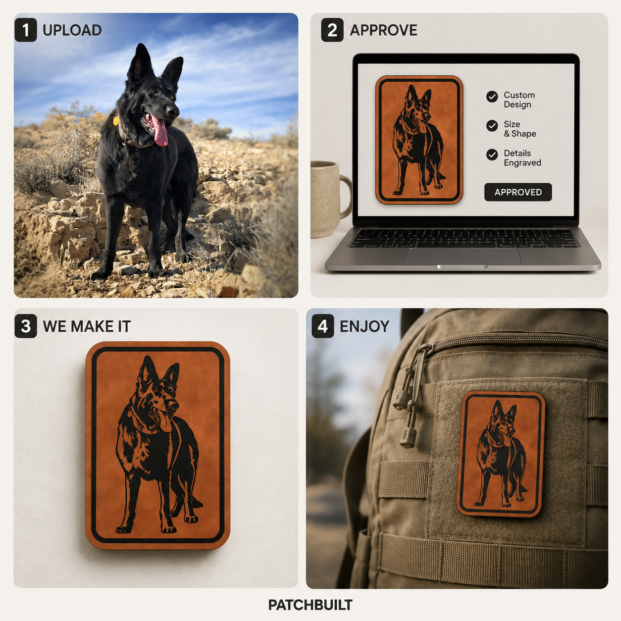 Custom Pet Portrait Patch – Leatherette Morale Patch