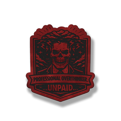 Professional Overthinker Unpaid Skull Patch – Leatherette Morale Patch