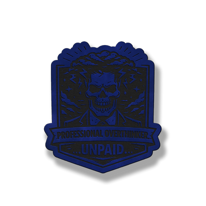 Professional Overthinker Unpaid Skull Patch – Leatherette Morale Patch
