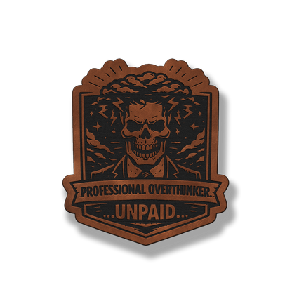 Professional Overthinker Unpaid Skull Patch – Leatherette Morale Patch