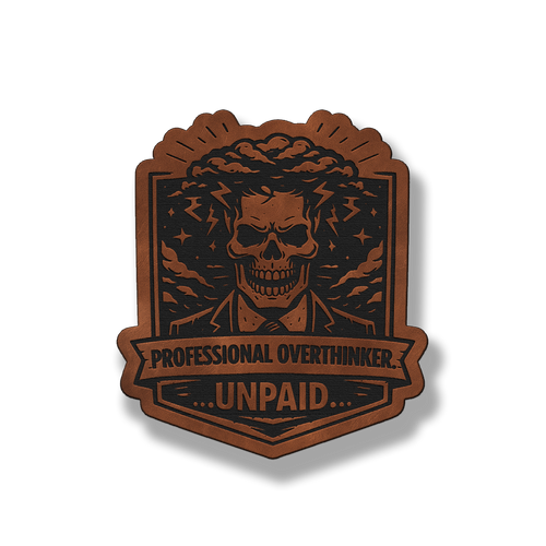 Professional Overthinker Unpaid Skull Patch – Leatherette Morale Patch