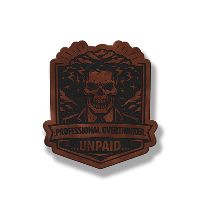 Professional Overthinker Unpaid Skull Patch – Leatherette Morale Patch