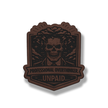 Professional Overthinker Unpaid Skull Patch – Leatherette Morale Patch
