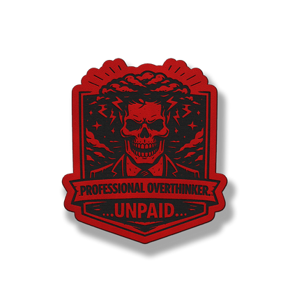 Professional Overthinker Unpaid Skull Patch – Leatherette Morale Patch