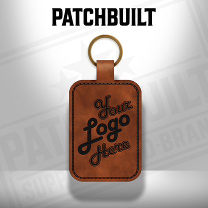 Custom Engraved Leatherette Keychain - Add Your Logo