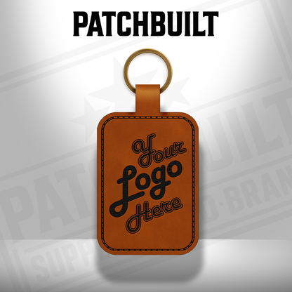 Custom Engraved Leatherette Keychain - Add Your Logo
