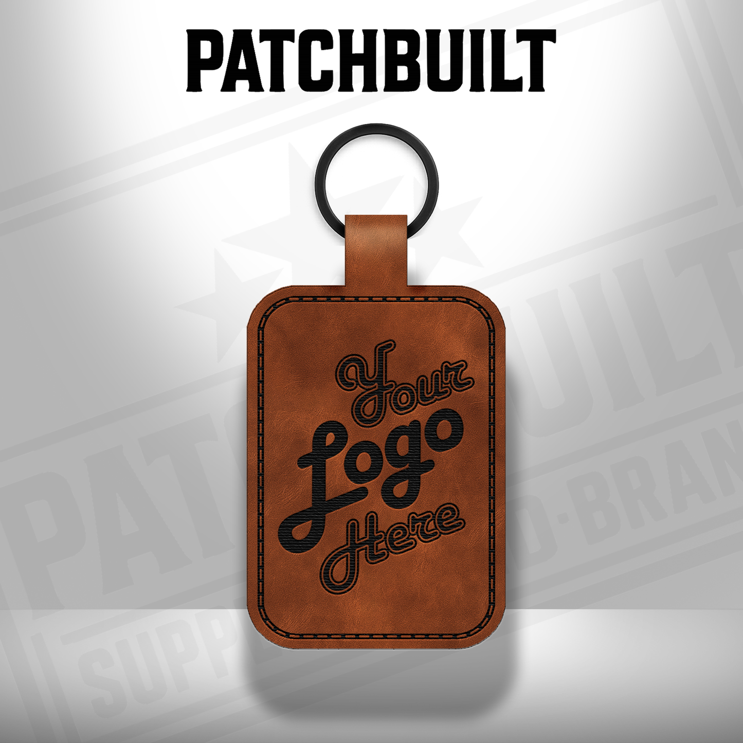 Custom Engraved Leatherette Keychain - Add Your Logo