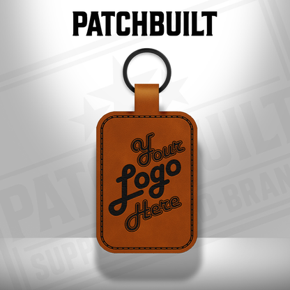 Custom Engraved Leatherette Keychain - Add Your Logo