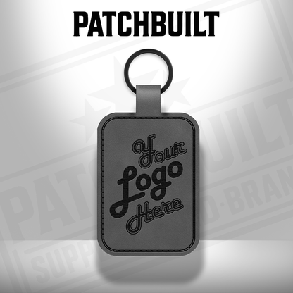 Custom Engraved Leatherette Keychain - Add Your Logo