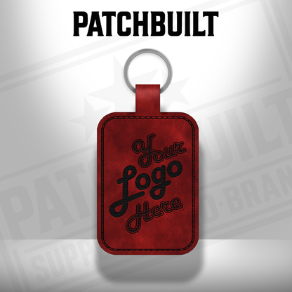 Custom Engraved Leatherette Keychain - Add Your Logo