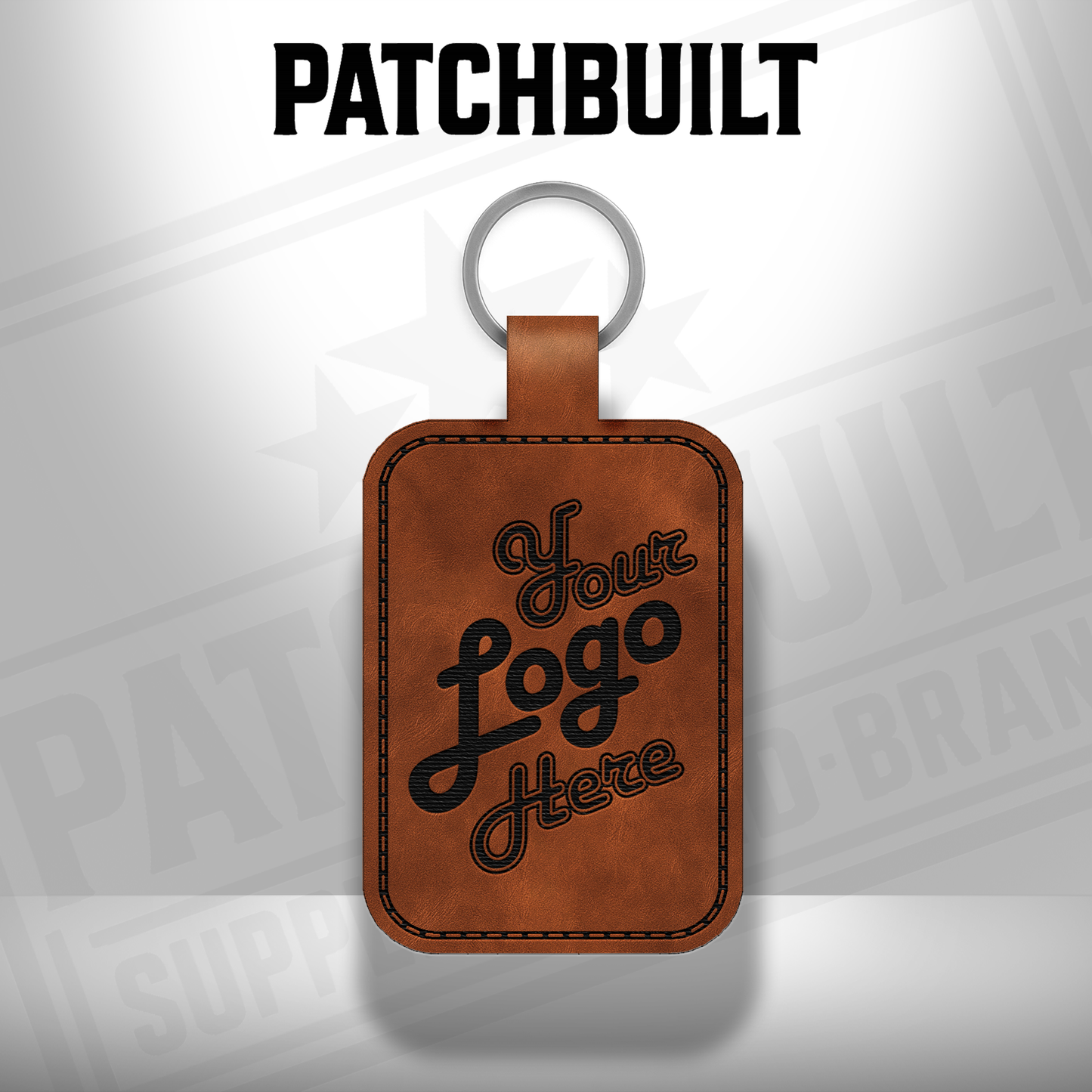 Custom Engraved Leatherette Keychain - Add Your Logo