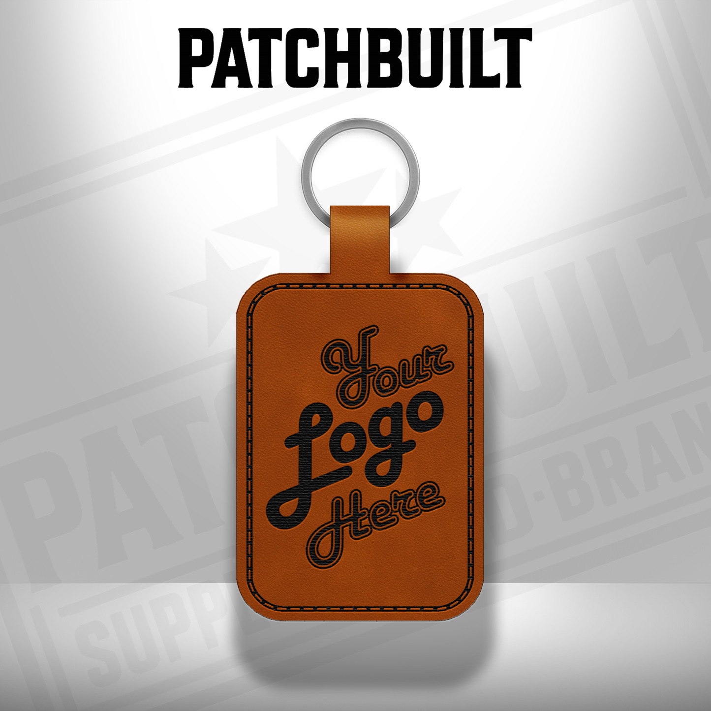 Custom Engraved Leatherette Keychain - Add Your Logo