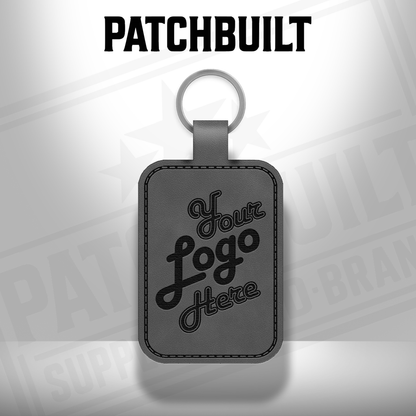 Custom Engraved Leatherette Keychain - Add Your Logo