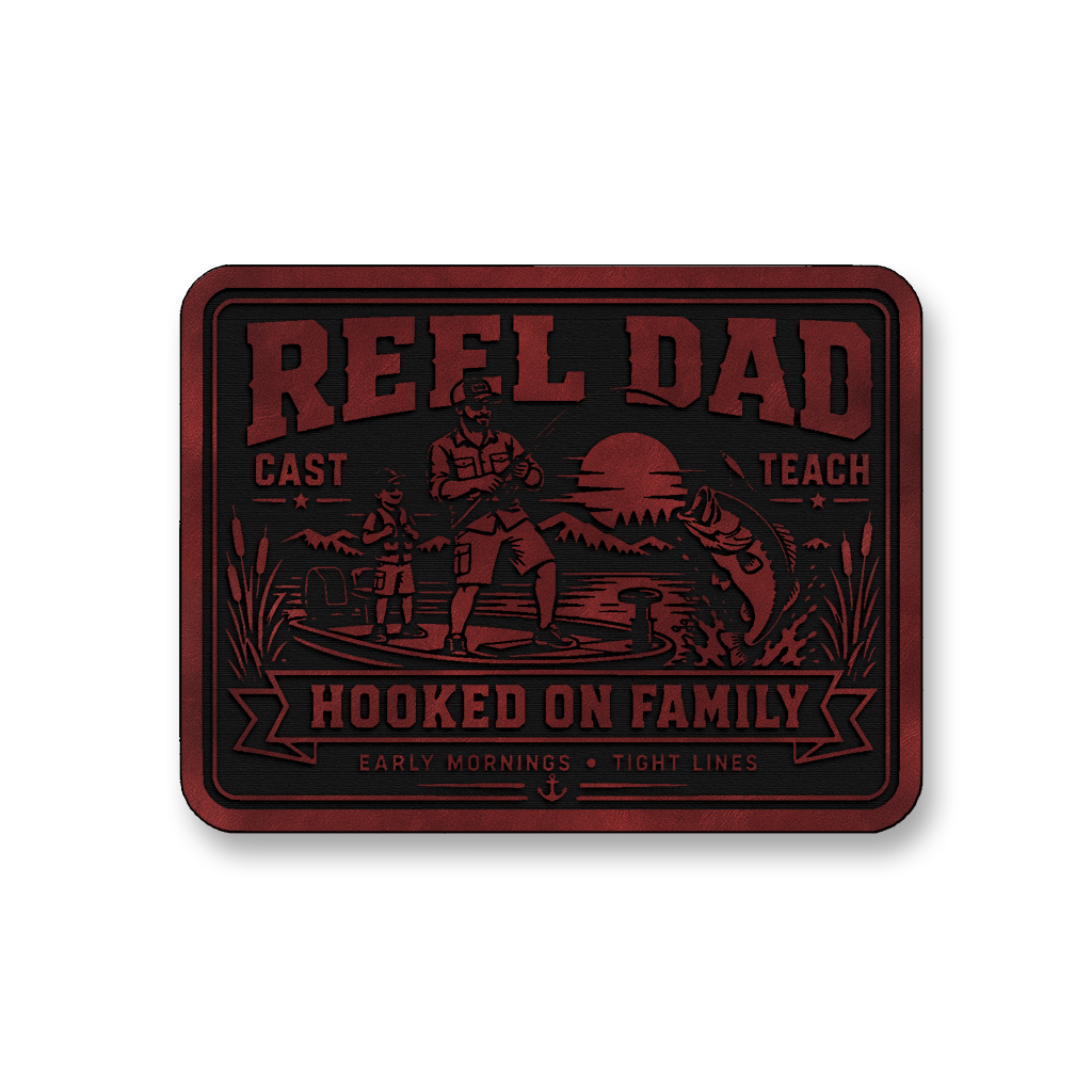 Reel Dad Hooked On Family – Leatherette Morale Patch