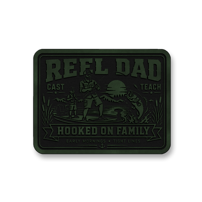 Reel Dad Hooked On Family – Leatherette Morale Patch