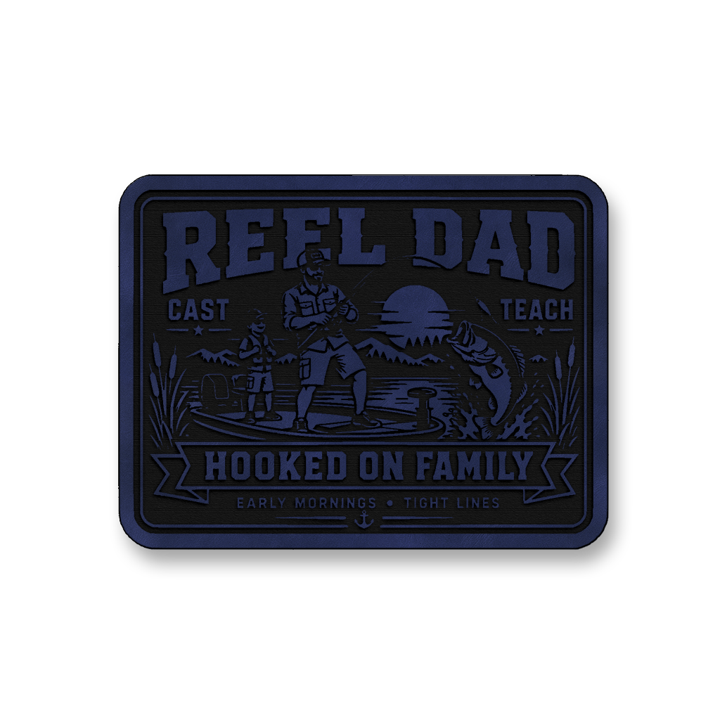 Reel Dad Hooked On Family – Leatherette Morale Patch
