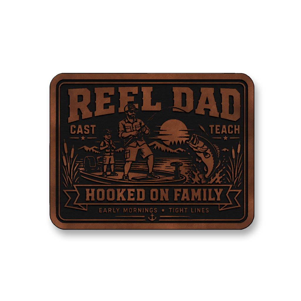 Reel Dad Hooked On Family – Leatherette Morale Patch