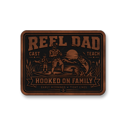 Reel Dad Hooked On Family – Leatherette Morale Patch