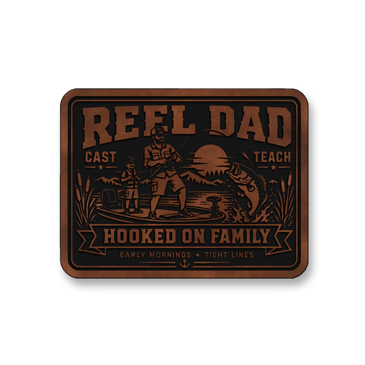 Reel Dad Hooked On Family – Leatherette Morale Patch