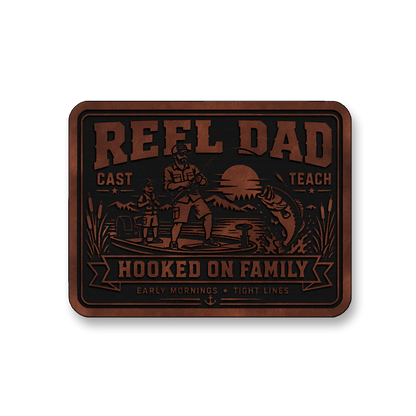 Reel Dad Hooked On Family – Leatherette Morale Patch