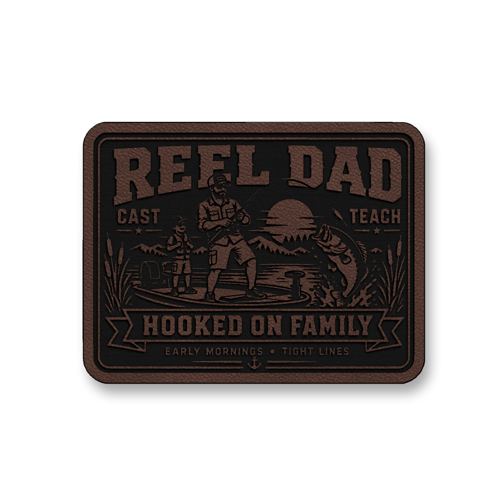 Reel Dad Hooked On Family – Leatherette Morale Patch