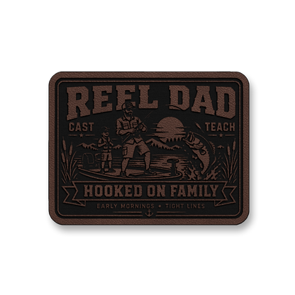 Reel Dad Hooked On Family – Leatherette Morale Patch