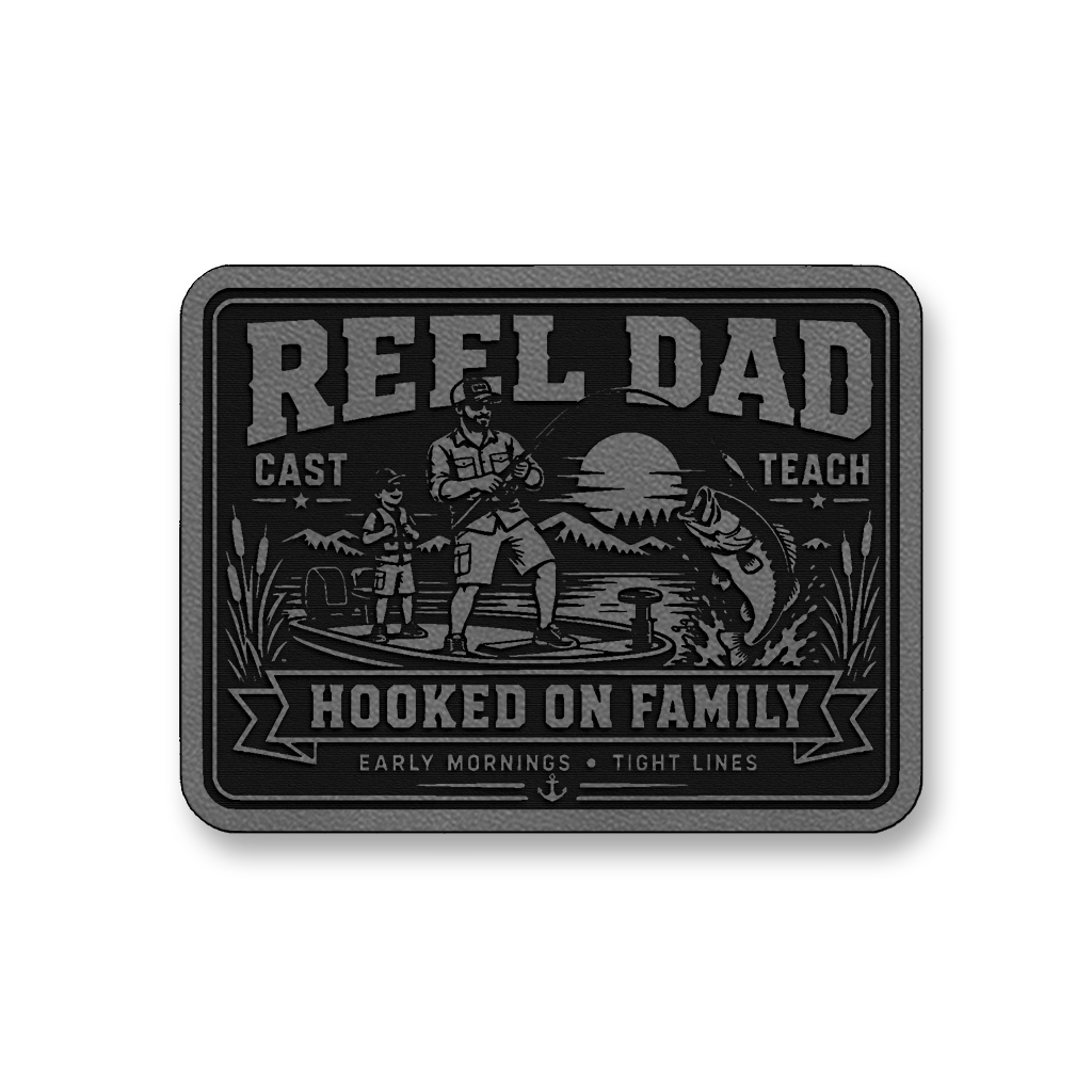 Reel Dad Hooked On Family – Leatherette Morale Patch