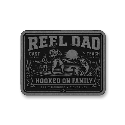 Reel Dad Hooked On Family – Leatherette Morale Patch