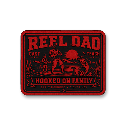 Reel Dad Hooked On Family – Leatherette Morale Patch
