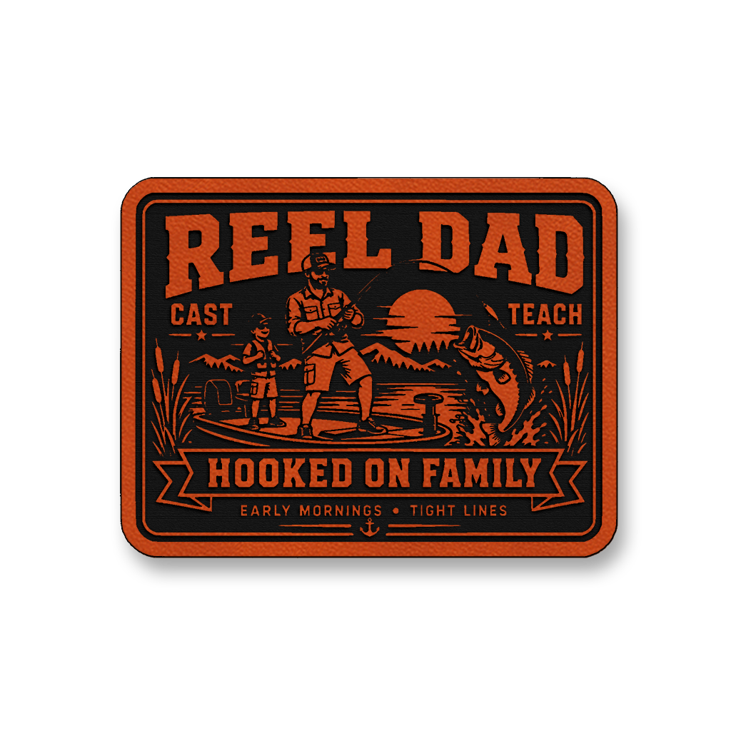 Reel Dad Hooked On Family – Leatherette Morale Patch