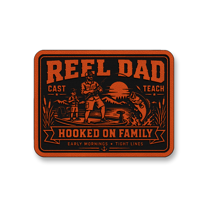 Reel Dad Hooked On Family – Leatherette Morale Patch