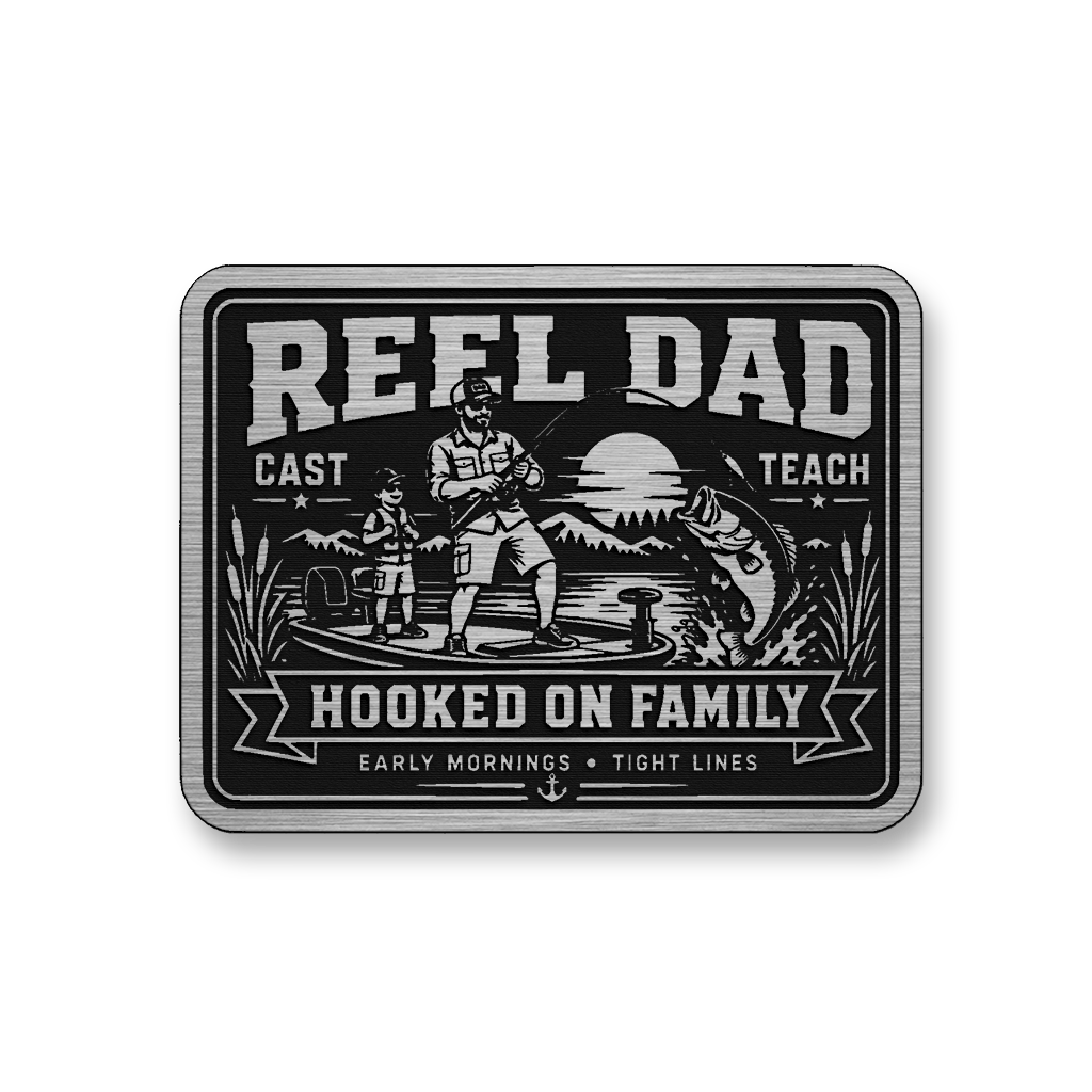 Reel Dad Hooked On Family – Leatherette Morale Patch