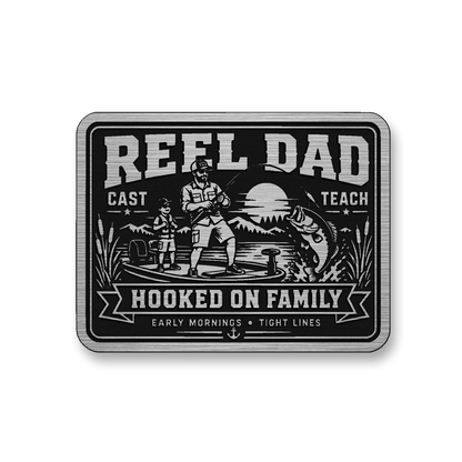 Reel Dad Hooked On Family – Leatherette Morale Patch