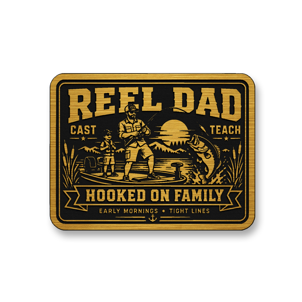 Reel Dad Hooked On Family – Leatherette Morale Patch