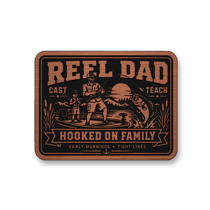 Reel Dad Hooked On Family – Leatherette Morale Patch