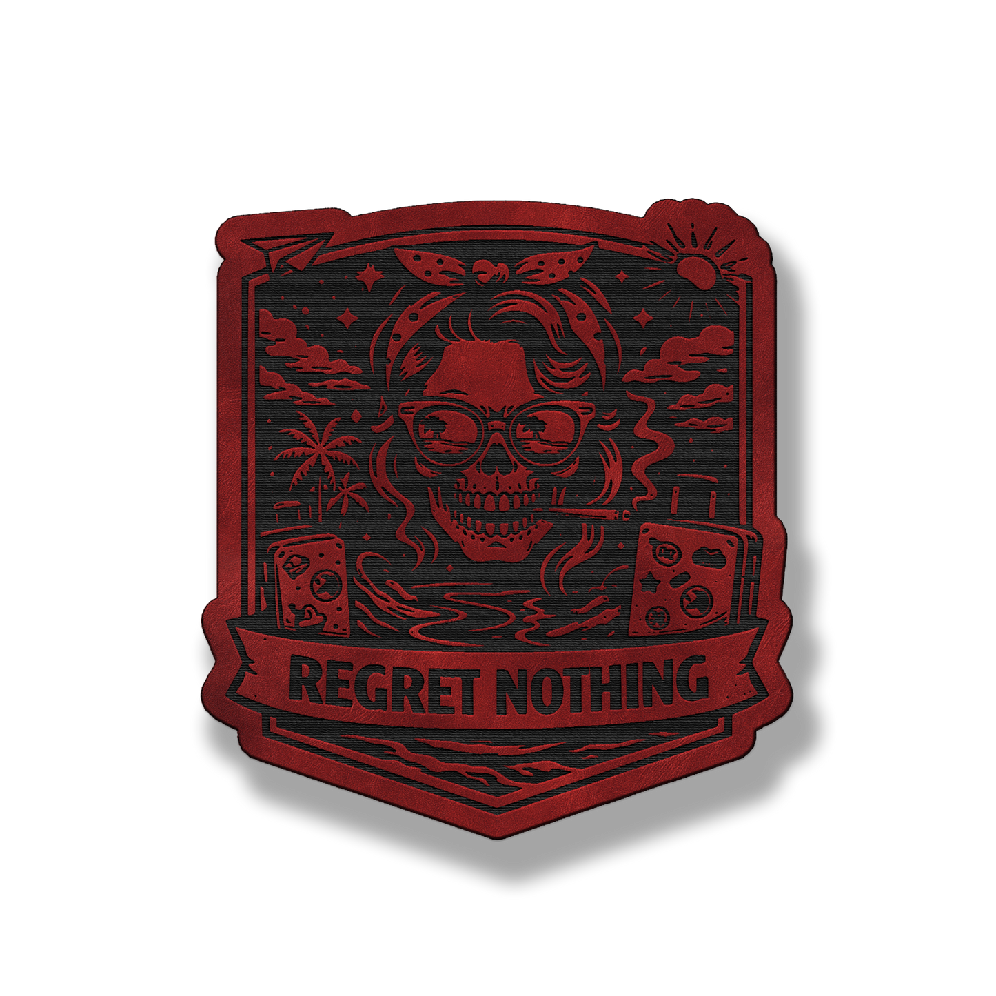 Regret Nothing Skull Gambler Patch – Leatherette Morale Patch