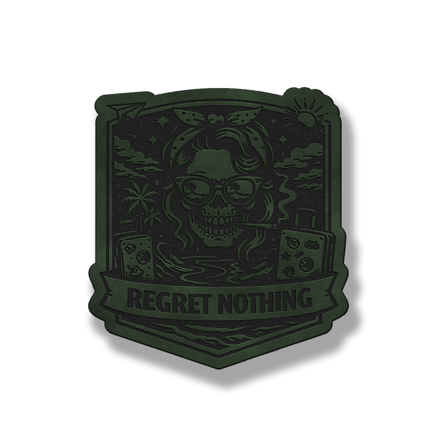 Regret Nothing Skull Gambler Patch – Leatherette Morale Patch