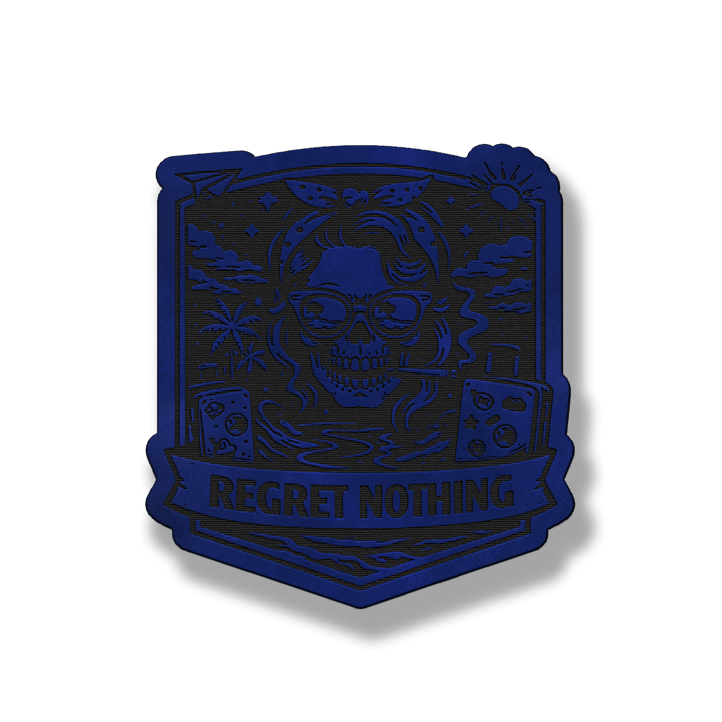 Regret Nothing Skull Gambler Patch – Leatherette Morale Patch