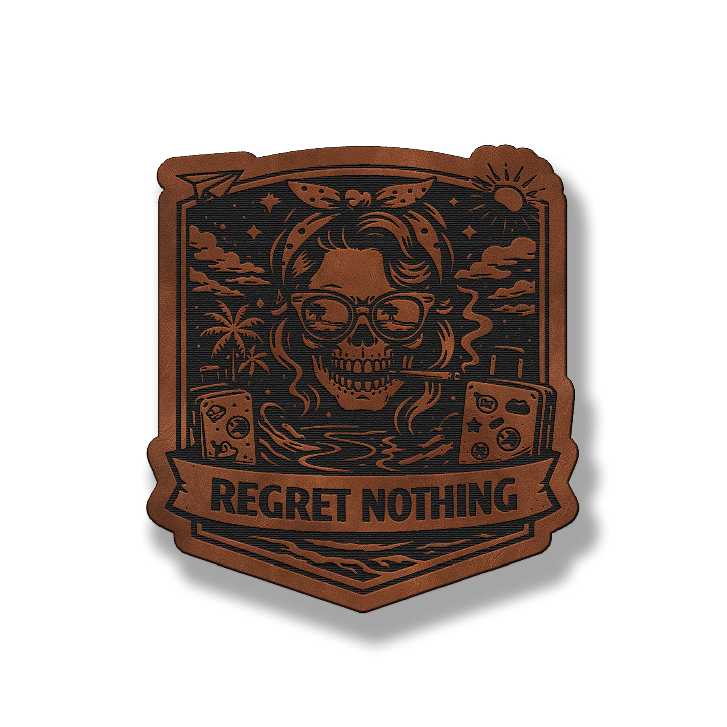 Regret Nothing Skull Gambler Patch – Leatherette Morale Patch