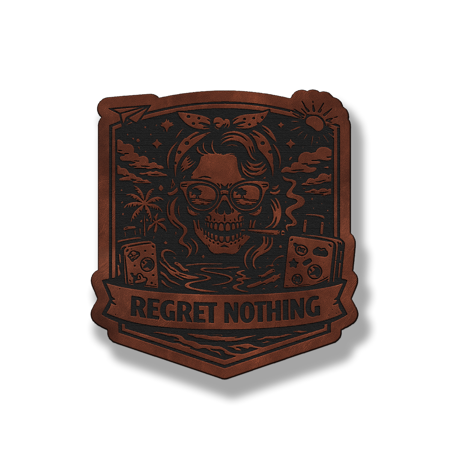 Regret Nothing Skull Gambler Patch – Leatherette Morale Patch