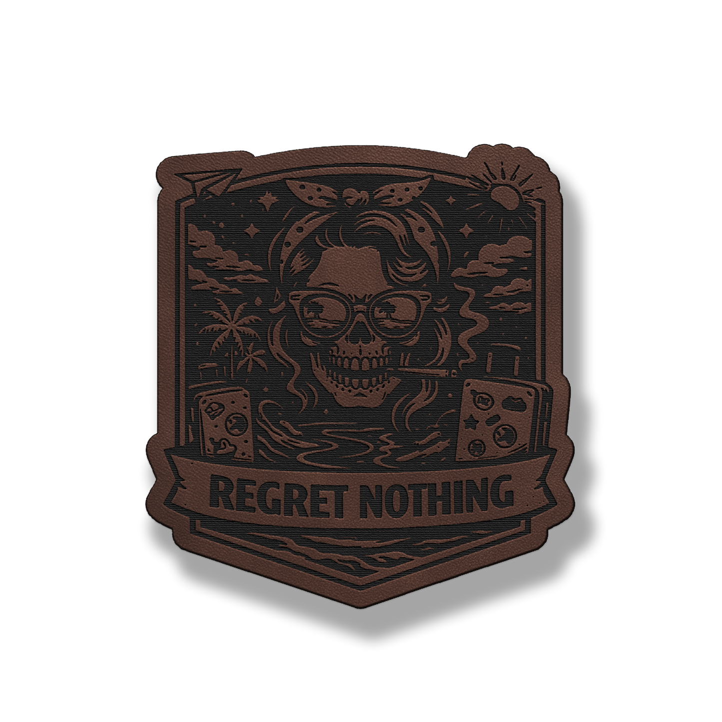Regret Nothing Skull Gambler Patch – Leatherette Morale Patch