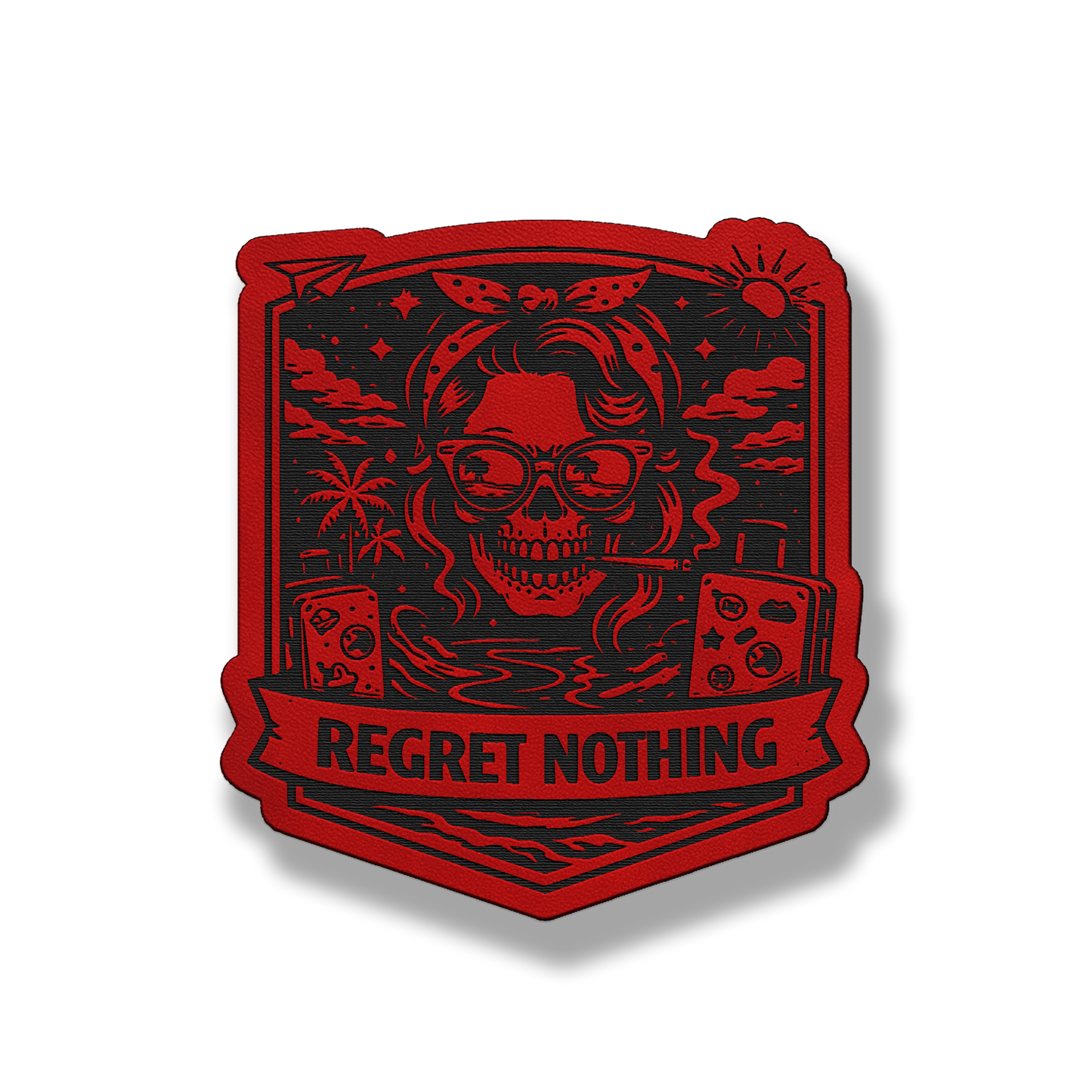 Regret Nothing Skull Gambler Patch – Leatherette Morale Patch