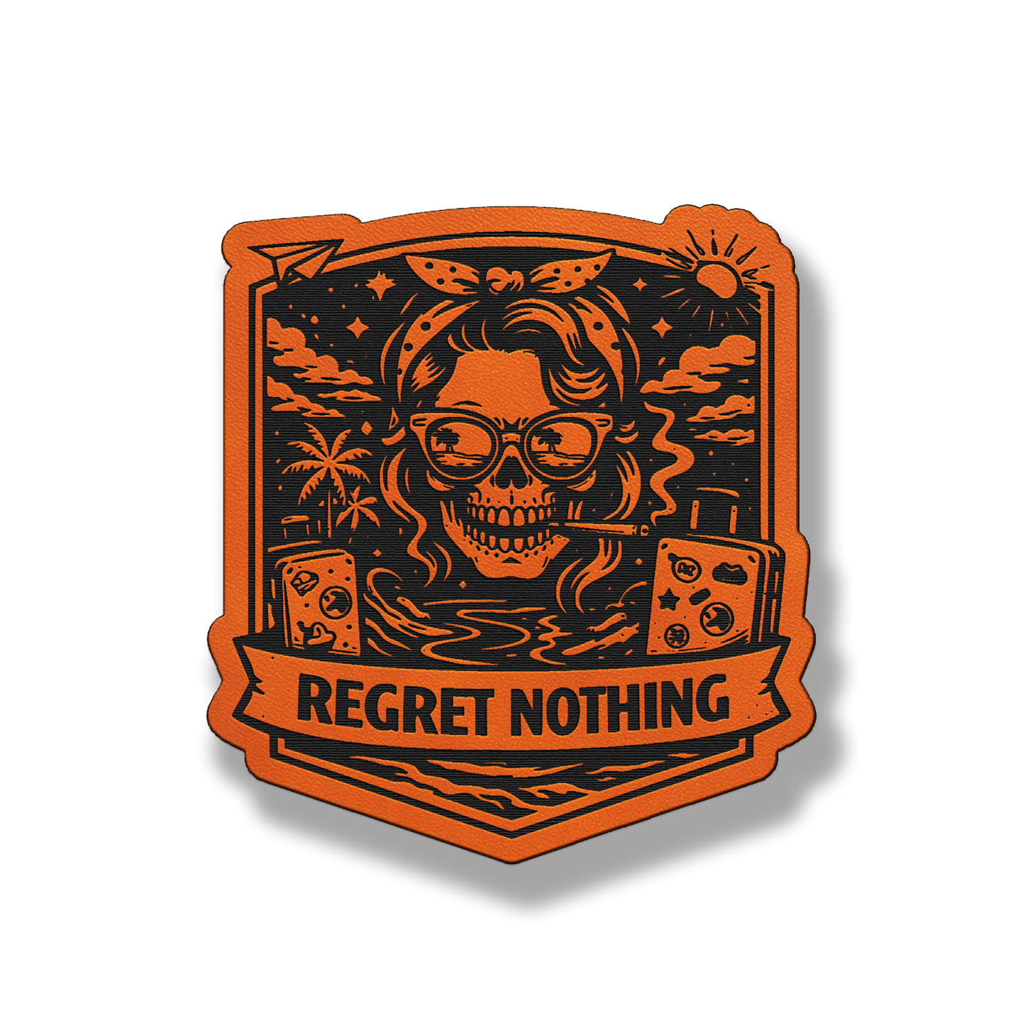 Regret Nothing Skull Gambler Patch – Leatherette Morale Patch