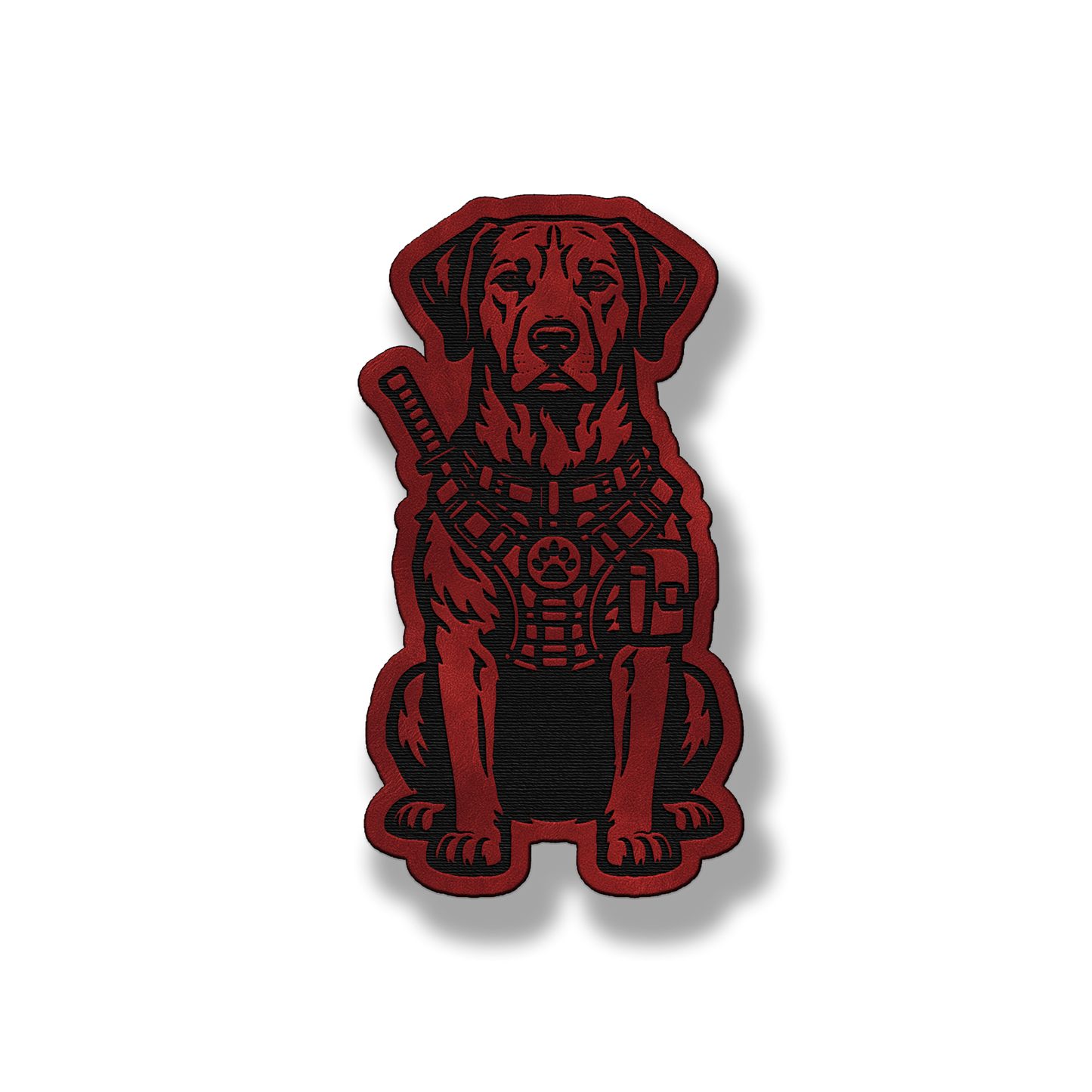 Tactical Rhodesian Ridgeback dog patch in saddle red leatherette
