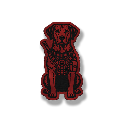 Tactical Rhodesian Ridgeback dog patch in saddle red leatherette