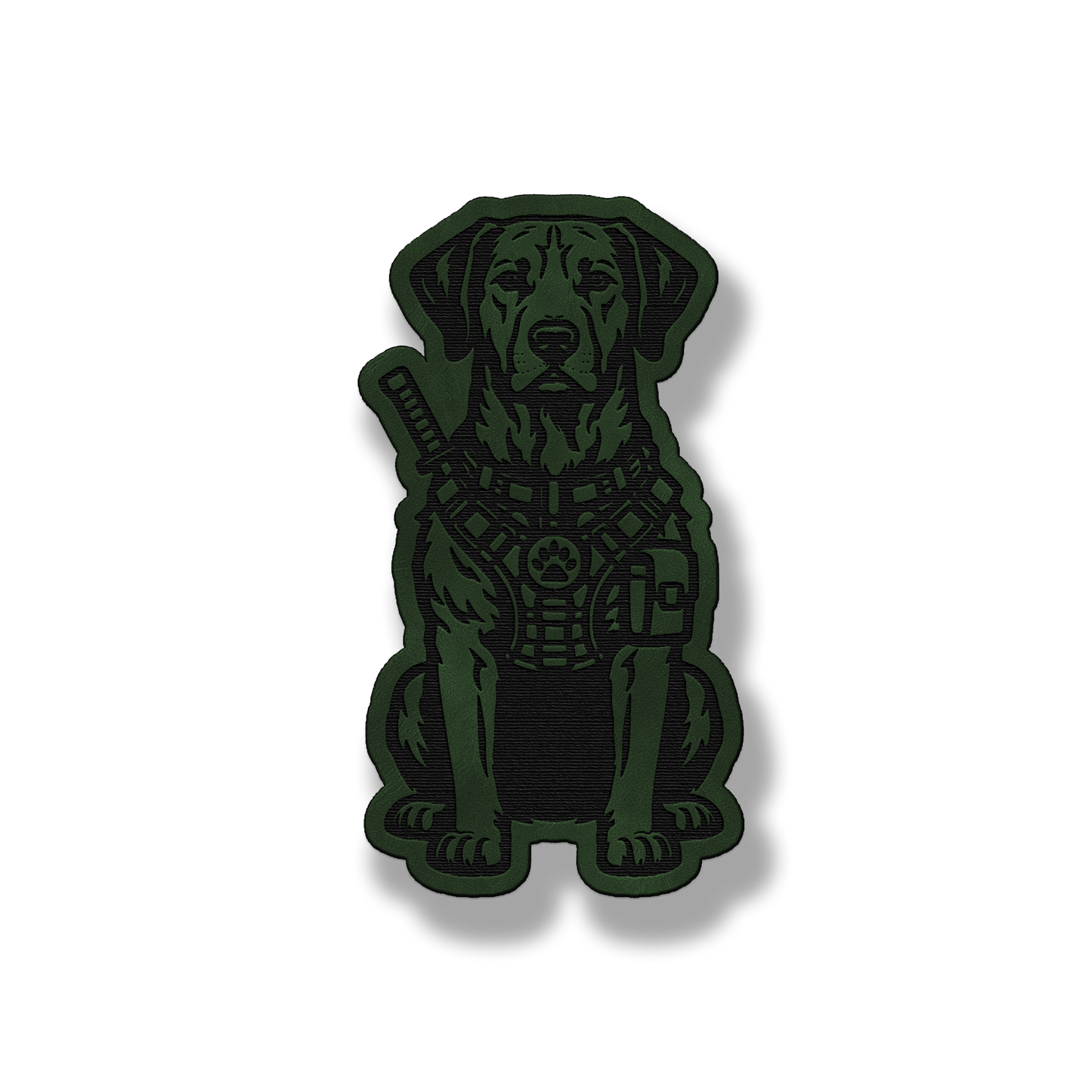 Tactical Rhodesian Ridgeback dog patch in saddle green leatherette