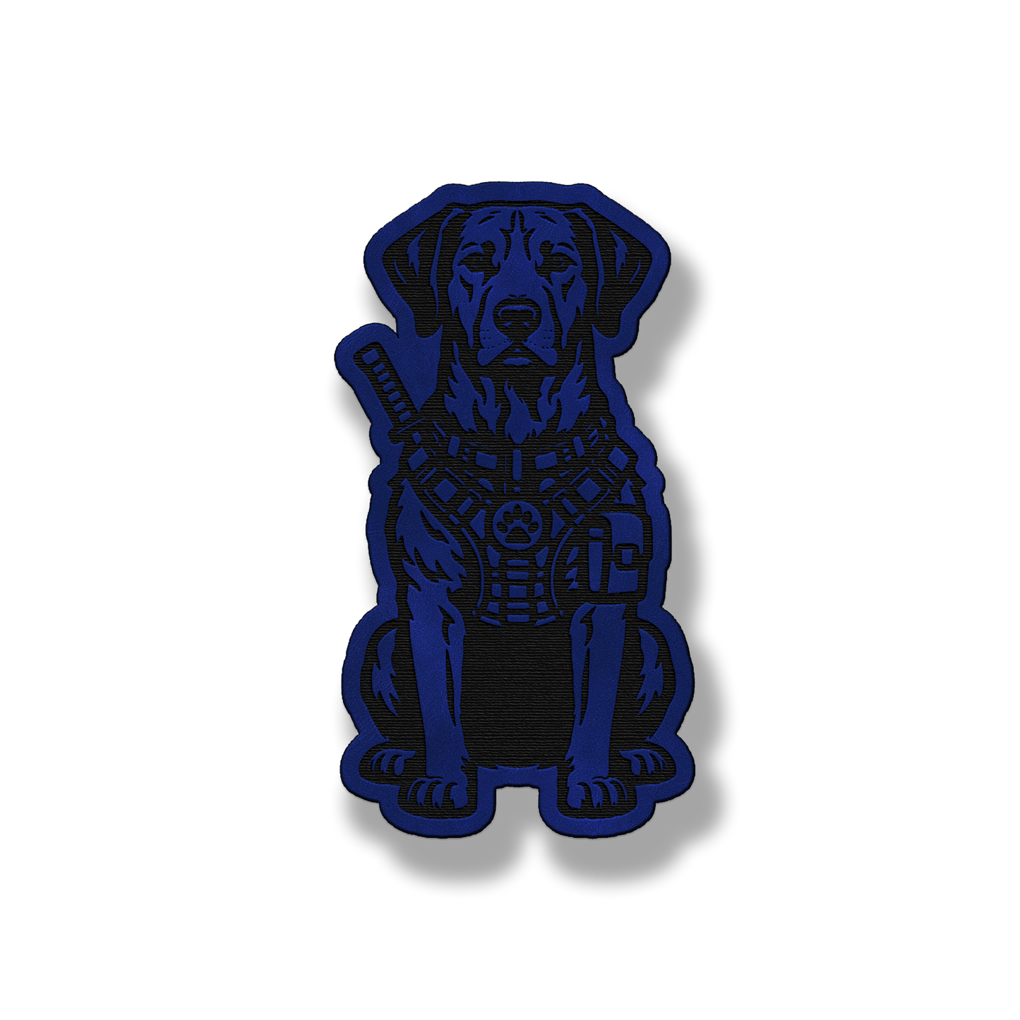 Tactical Rhodesian Ridgeback dog patch in saddle blue leatherette