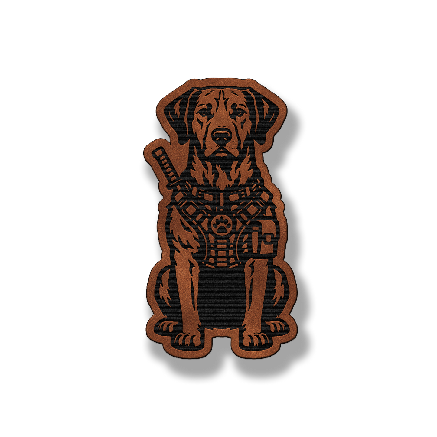Tactical Rhodesian Ridgeback dog leatherette morale patch in saddle chestnut