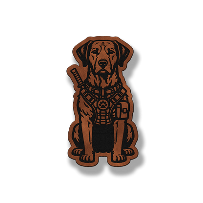 Tactical Rhodesian Ridgeback dog leatherette morale patch in saddle chestnut