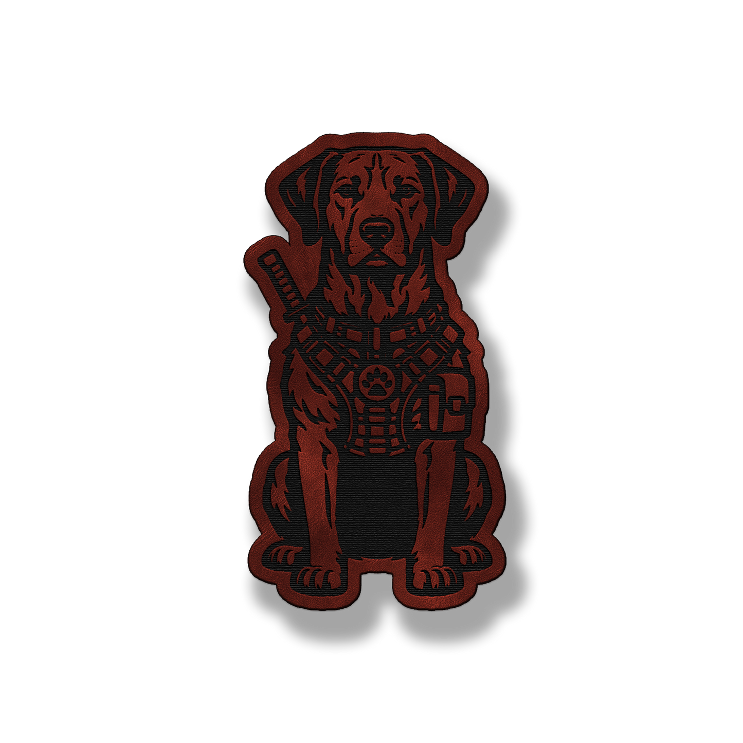 Tactical Rhodesian Ridgeback dog patch in saddle dark brown leatherette